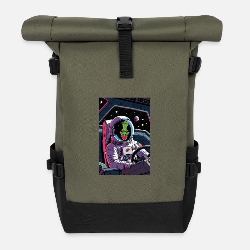 Cactus Alien dans l’espace - Sac à dos roll top - olive/noir