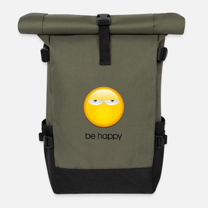 Be happy - Rolltop Rucksack - Olive/Schwarz