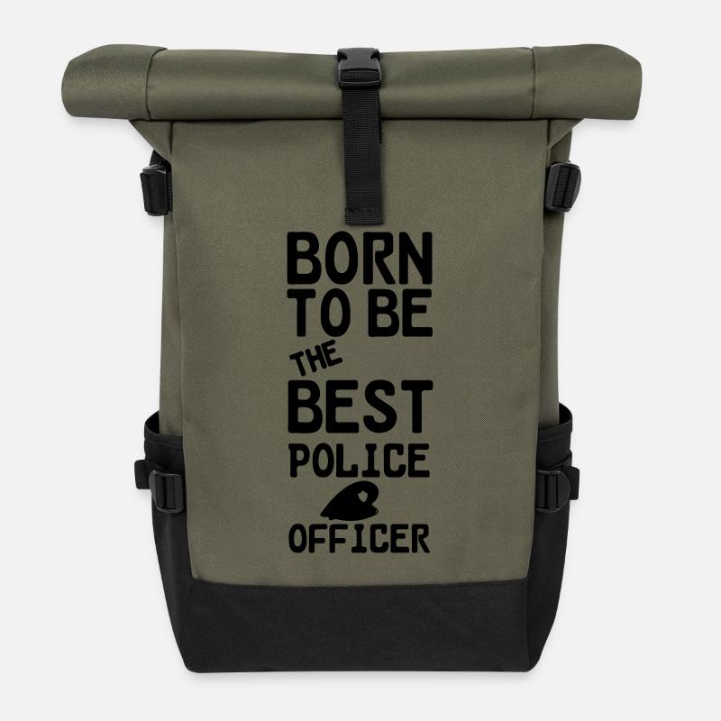 Polizei Polizist Beruf Spruch Geschenk - Rolltop Rucksack - Olive/Schwarz