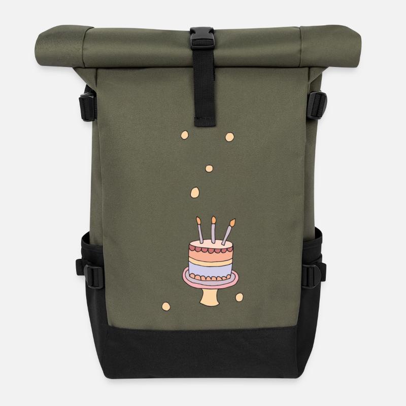 Birthday cake - Roll Top Backpack - olive/black