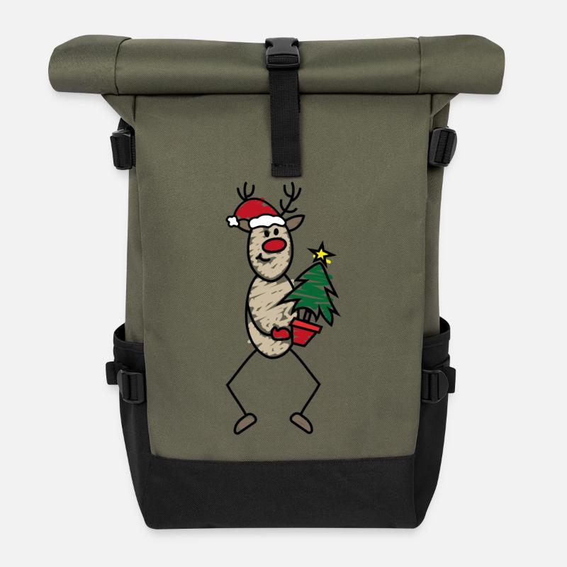 Weihnachten - Rolltop Rucksack - Olive/Schwarz