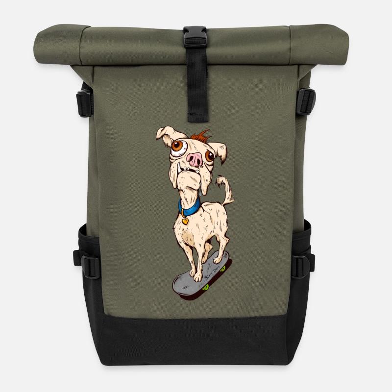 Ugly Skate Dog - Rolltop Rucksack - Olive/Schwarz
