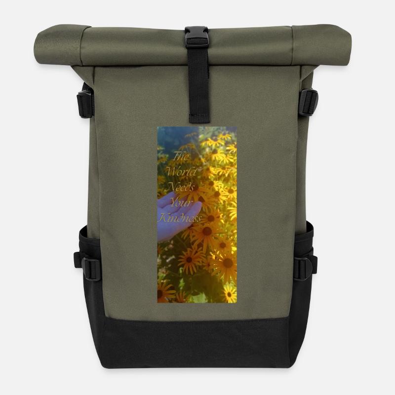 Positive message - Roll Top Backpack - olive/black
