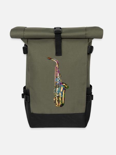 Saxofon - Rolltop Rucksack - Olive/Schwarz