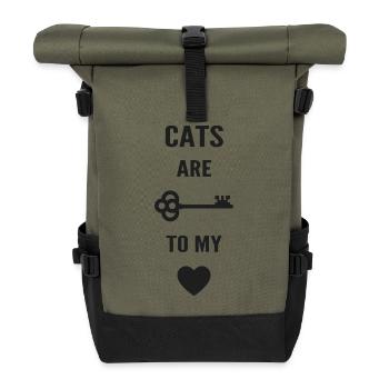Cats are the key to my heart - Sac à dos roll top - olive/noir - Devant
