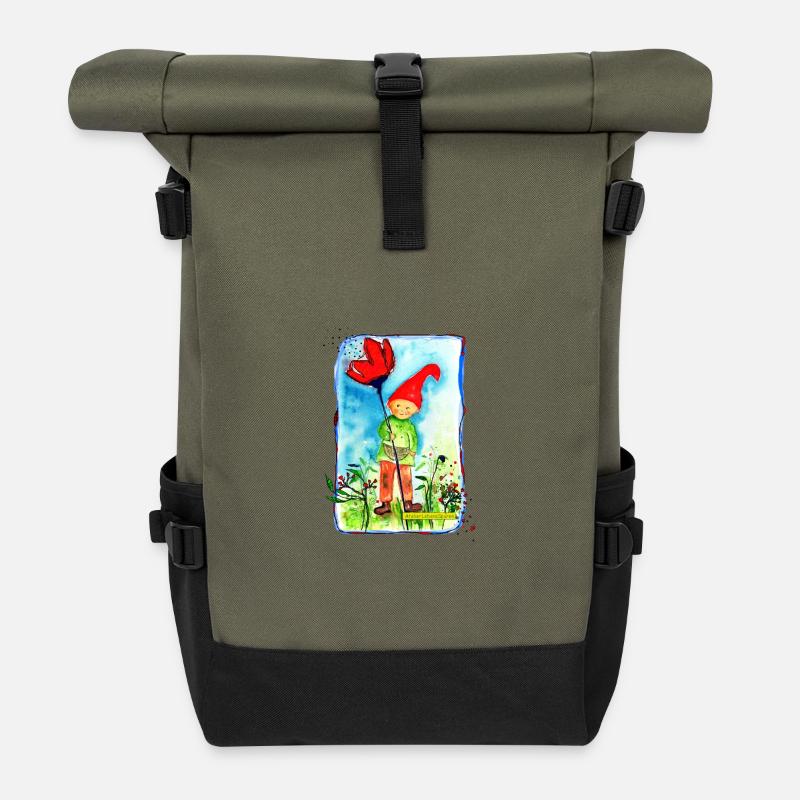 nain - Sac à dos roll top - olive/noir