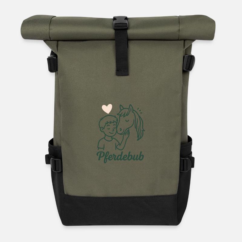 Illustration de l’ami du cœur du garçon cheval - Sac à dos roll top - olive/noir