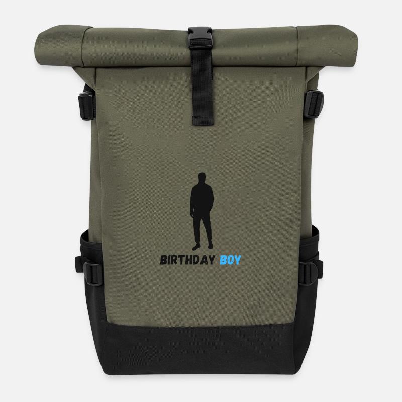 Silhouette de garçon d’anniversaire - Sac à dos roll top - olive/noir