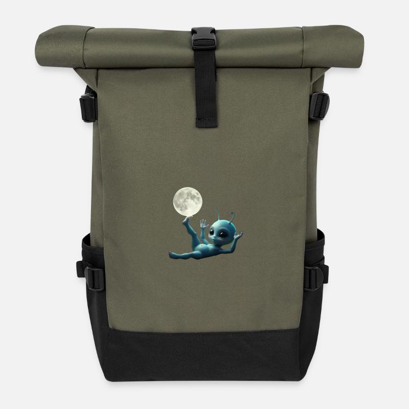 Moonbound Alien Baby - Roll Top Backpack - olive/black