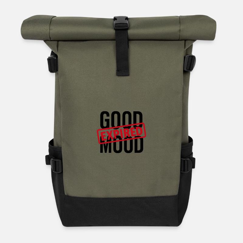 GOOD MOOD EXPIRED - Rolltop Rucksack - Olive/Schwarz