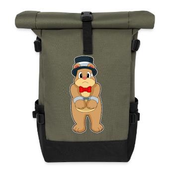 Bear Groom Handcuffs Wedding - Roll Top Backpack - olive/black - Front