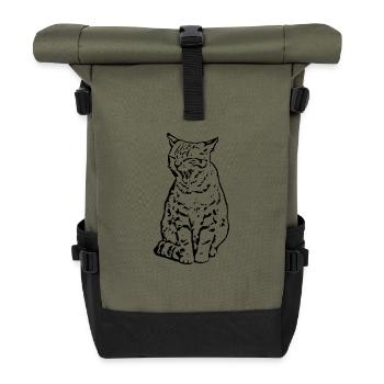 chat noir chat chaton doux cadeau de Noël - Sac à dos roll top - olive/noir - Devant