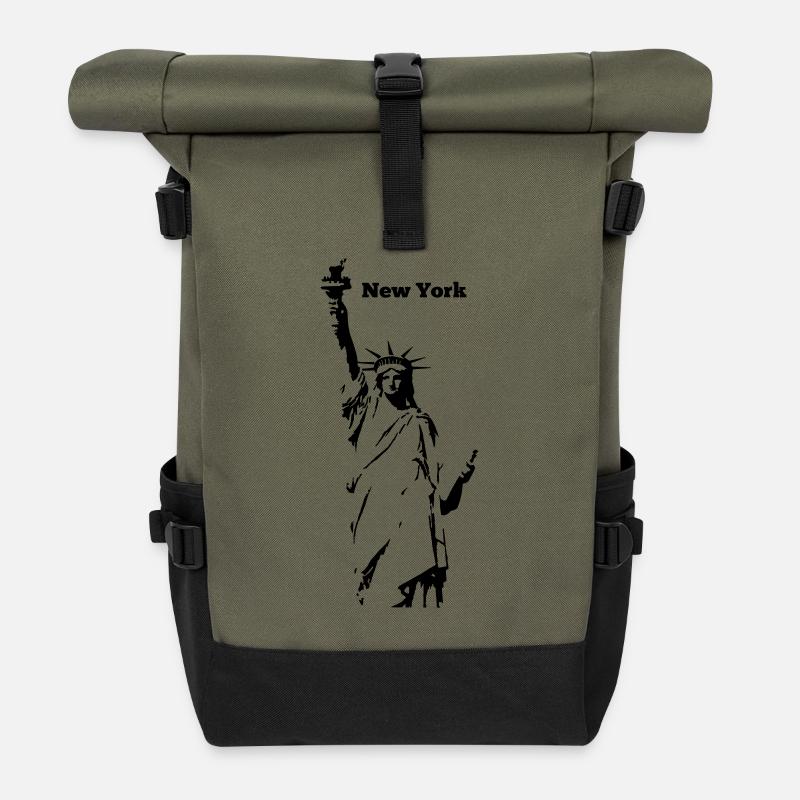 New-York - Sac à dos roll top - olive/noir