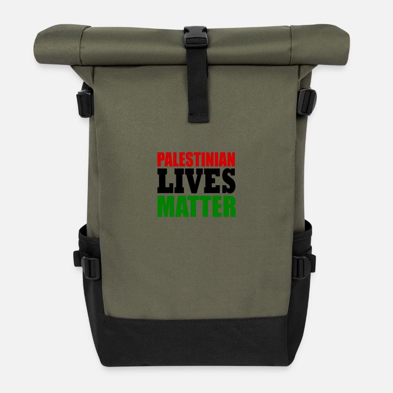 palestinian lives matter - Roll Top Backpack - olive/black