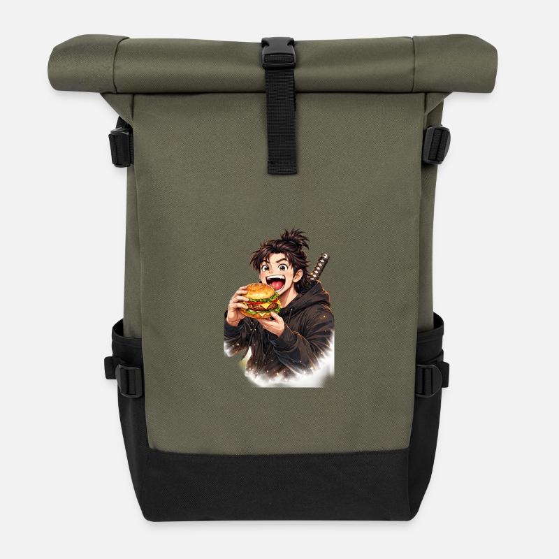 Anime Burgerheld - Roll Top Backpack - olive/black