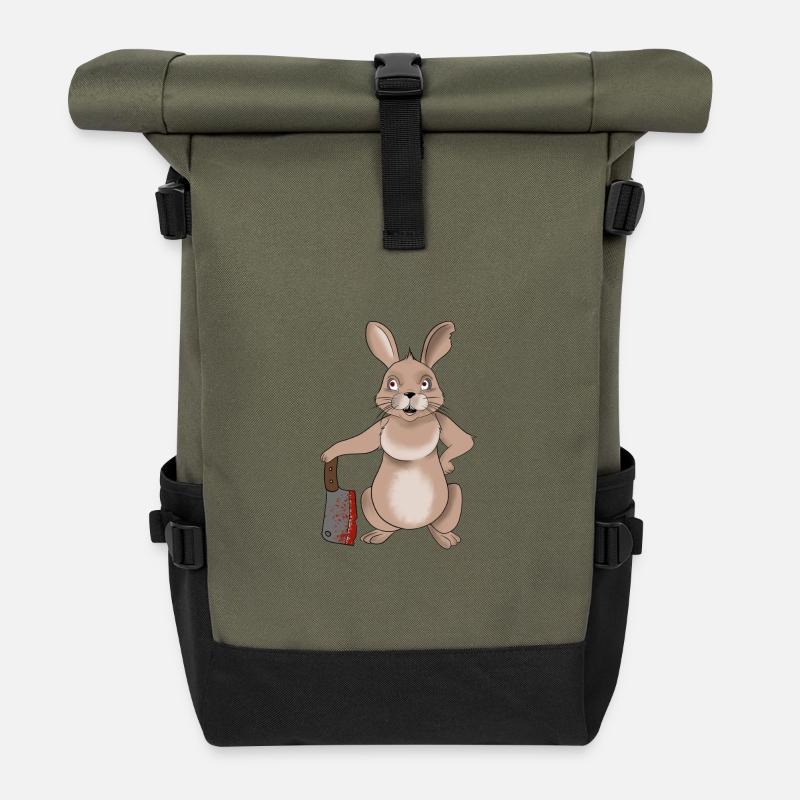 Lapin tueur - Sac à dos roll top - olive/noir
