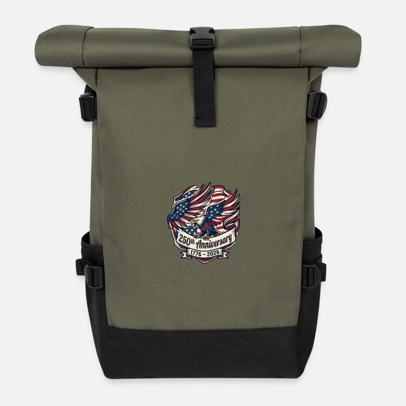 Eagle Flag 250th Anniversary - Roll Top Backpack - olive/black