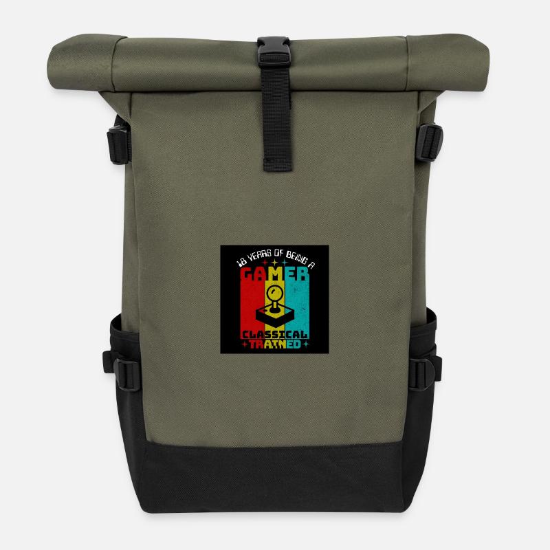 Retro Gamer 18. Jubiläum - Rolltop Rucksack - Olive/Schwarz