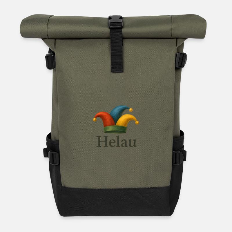Helau Karneval Jester Hut - Rolltop Rucksack - Olive/Schwarz