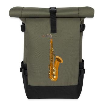 Saxophon - Rolltop Rucksack - Olive/Schwarz - Vorne