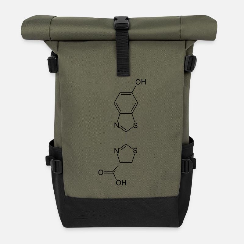 Leuchtend / Glow in the dark firefly luciferin - Rolltop Rucksack - Olive/Schwarz