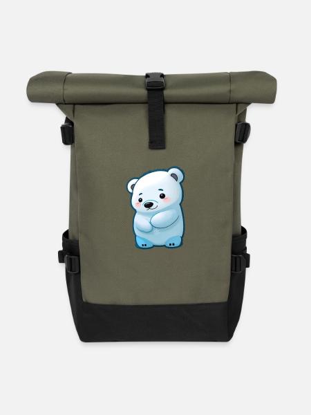 Total niedlicher Eisbär - Rolltop Rucksack - Olive/Schwarz