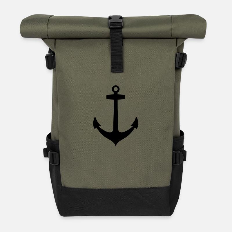 Anchor big - Roll Top Backpack - olive/black