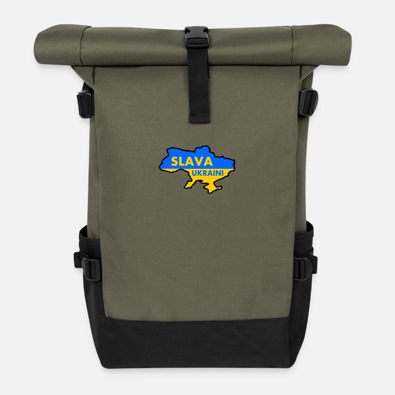 Slava ukraini - Rolltop Rucksack - Olive/Schwarz