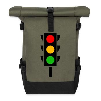 Ampel Führerschein Fahrschule - Rolltop Rucksack - Olive/Schwarz - Vorne
