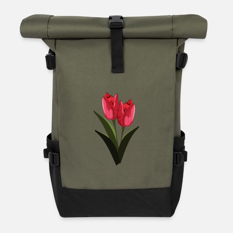 Tulpen - Rolltop Rucksack - Olive/Schwarz