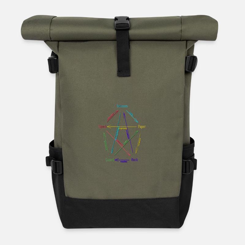 Rock Paper Scissors Lizard Spock - Rolltop Rucksack - Olive/Schwarz
