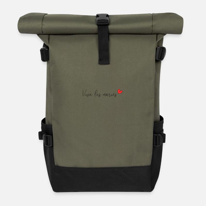 VIVE LES MARIES. JUST MARRIED. VIVE LES MARIES - Sac à dos roll top - olive/noir