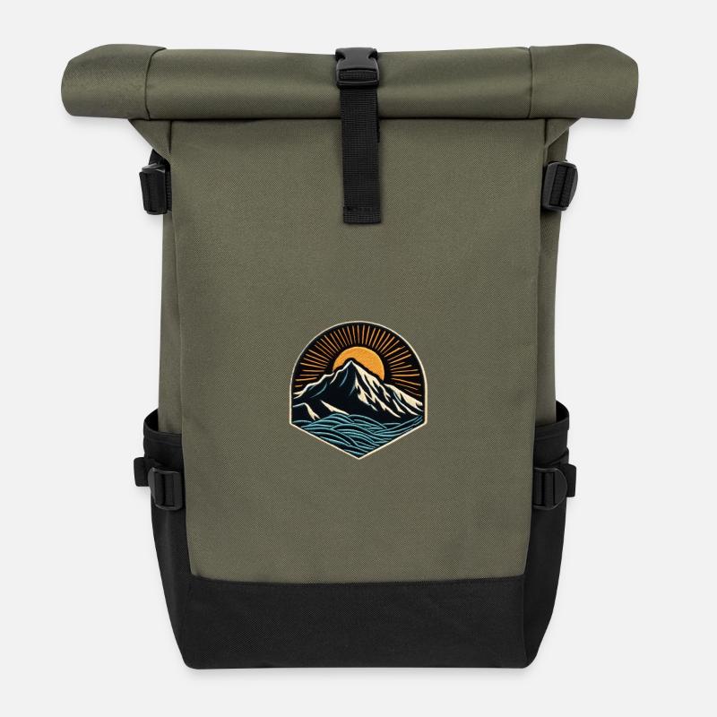 Bergsonne Wellen Patch - Rolltop Rucksack - Olive/Schwarz