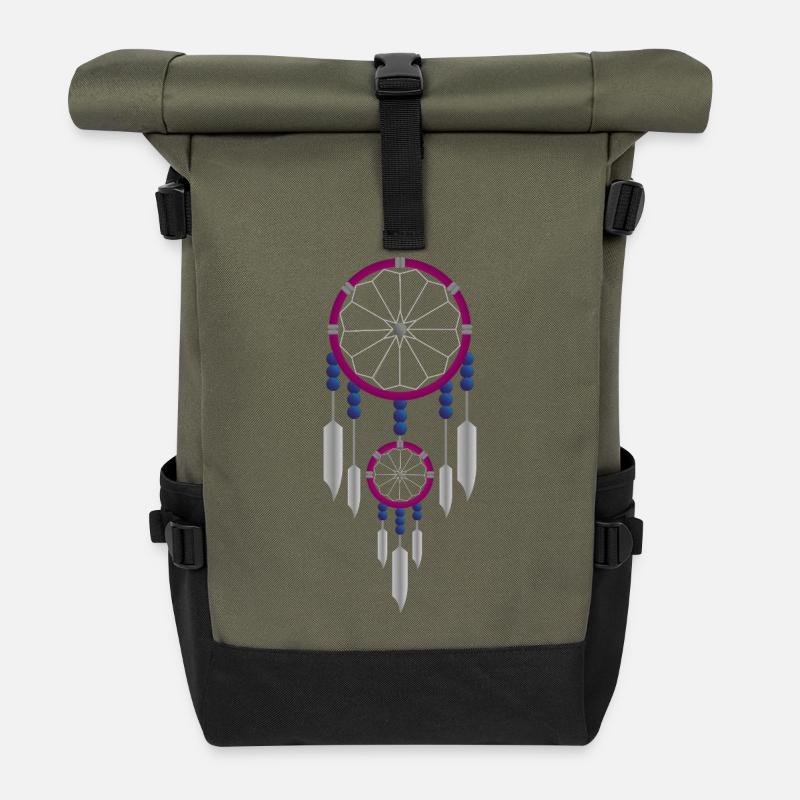 Attrape-rêves violet et bleu - Sac à dos roll top - olive/noir