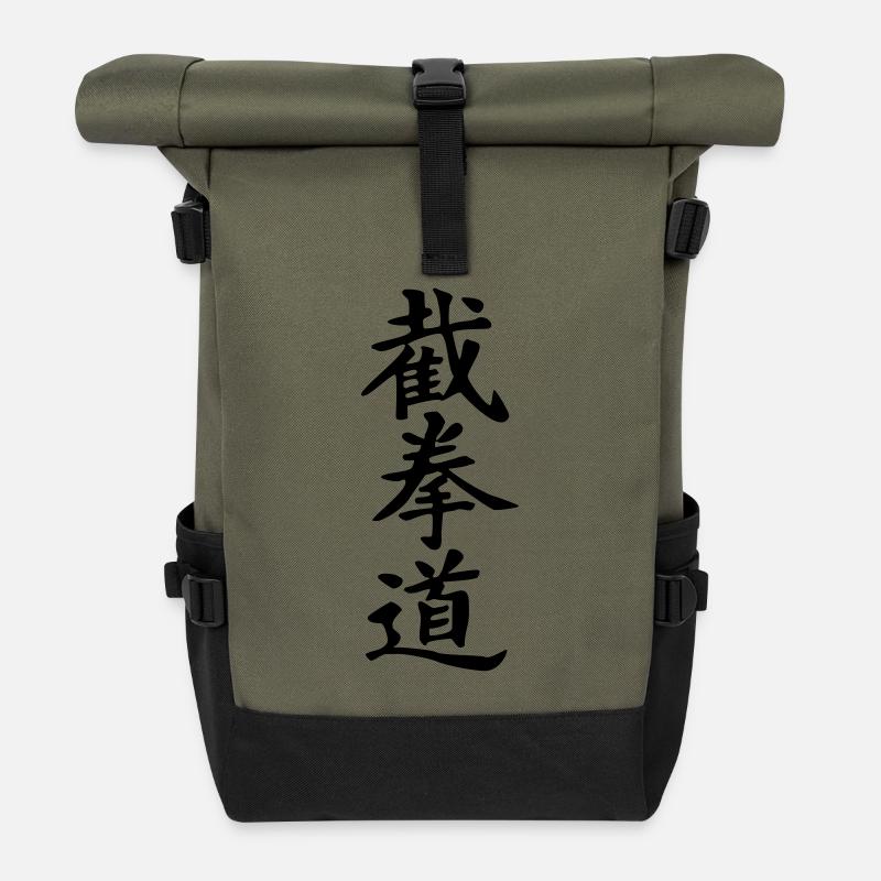 Jeet Kune Do_kanji - Rolltop Rucksack - Olive/Schwarz