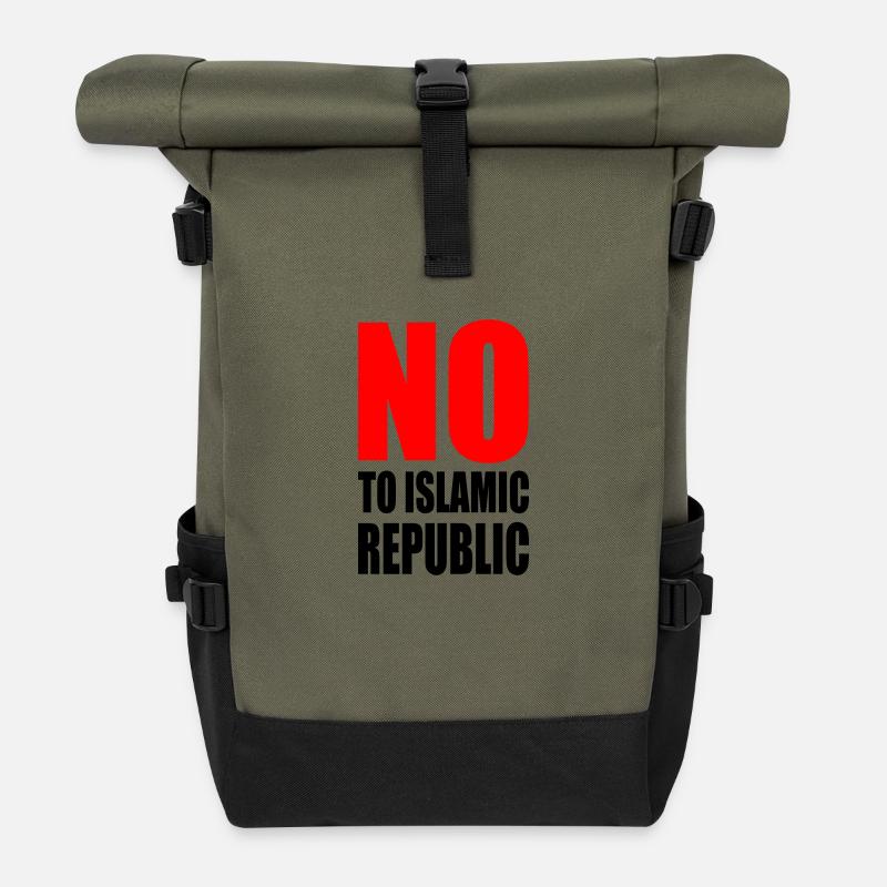 no to islamic republic - Rolltop Rucksack - Olive/Schwarz