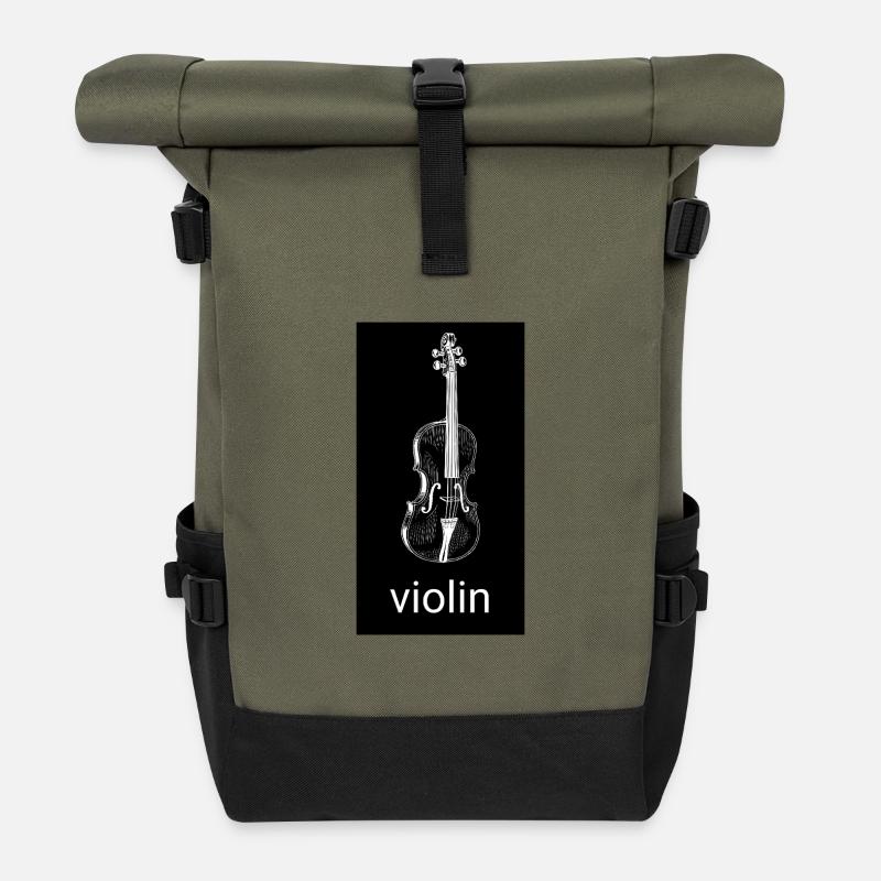 Schwarze Violine Silhouette - Rolltop Rucksack - Olive/Schwarz