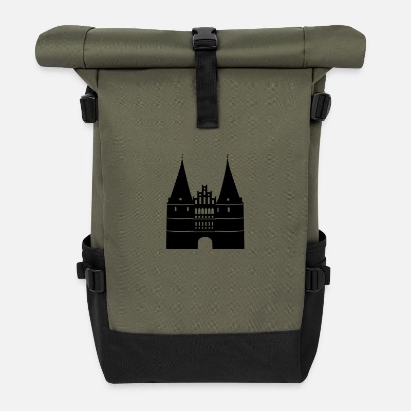 Holstentor von Lübeck - Rolltop Rucksack - Olive/Schwarz