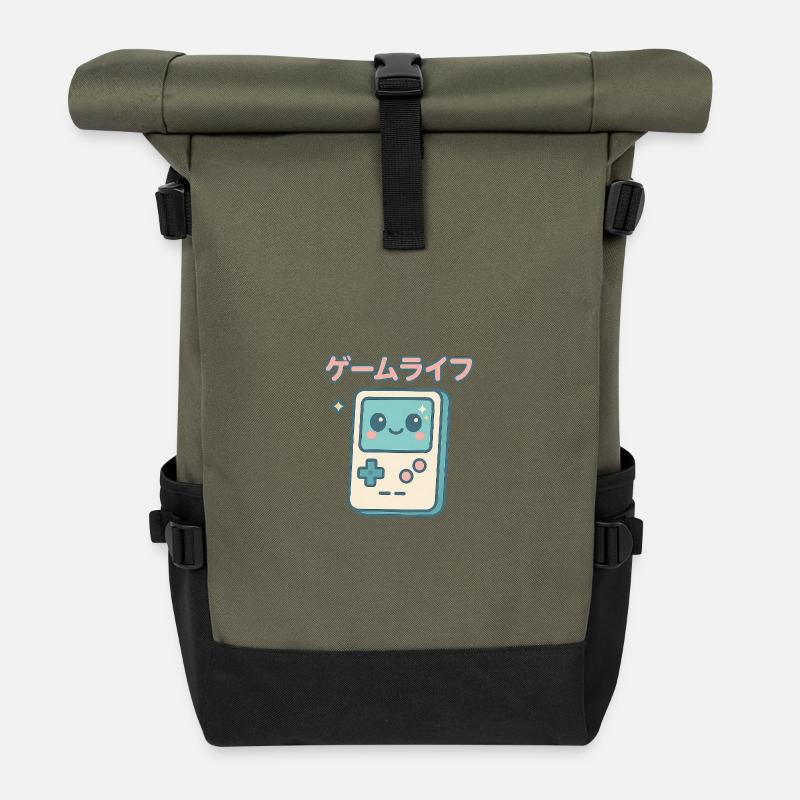 Retro Game Console Kawaii Lifestyle - Roll Top Backpack - olive/black