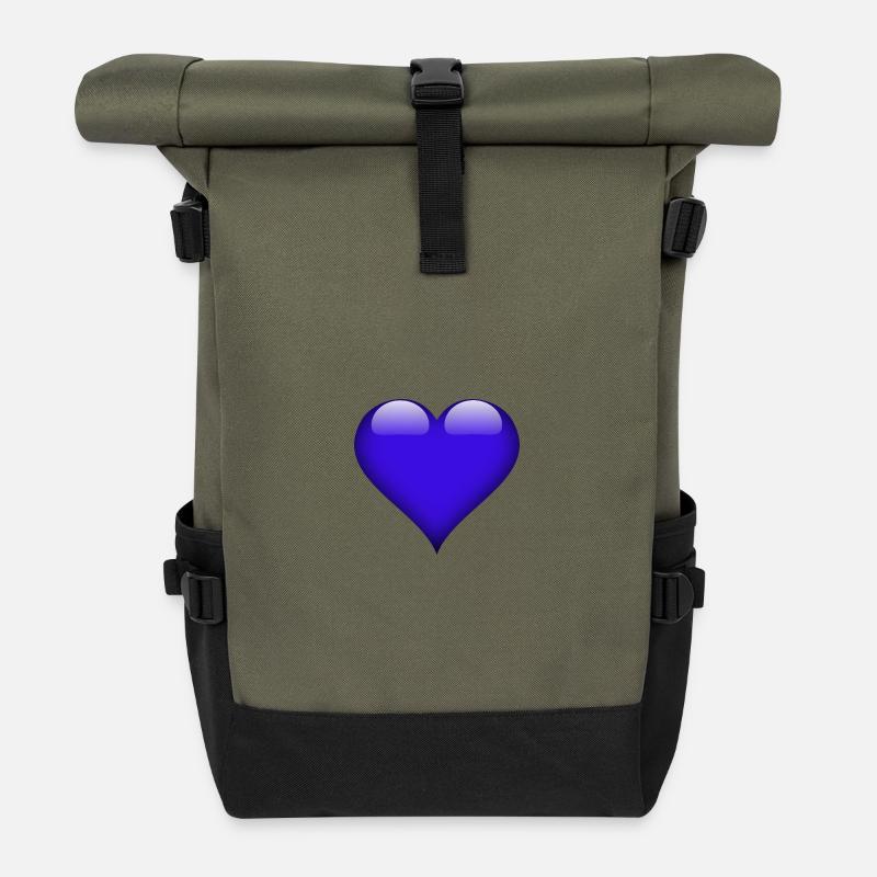 Shiny Blueheart - Roll Top Backpack - olive/black