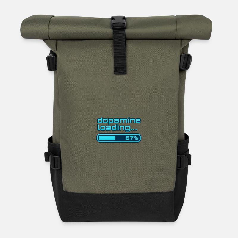 Dopamine Loading Neon Bar - Roll Top Backpack - olive/black