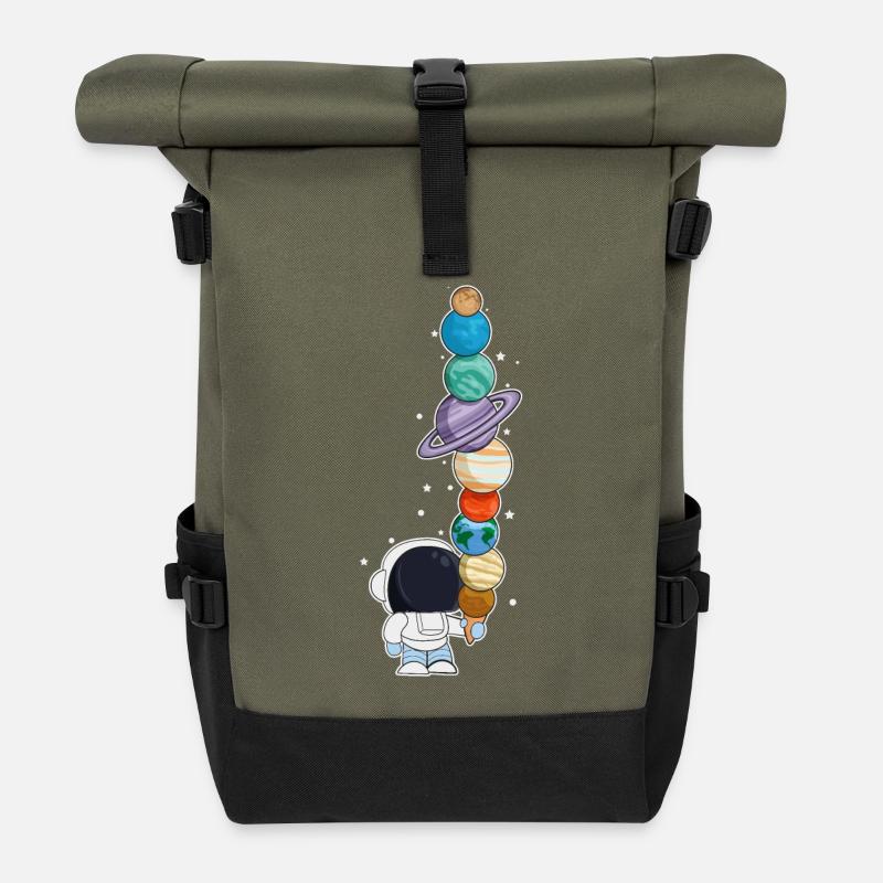 Astronaut mit Eis - Rolltop Rucksack - Olive/Schwarz