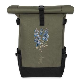 Design floral bleu et blanc - Sac à dos roll top - olive/noir - Devant