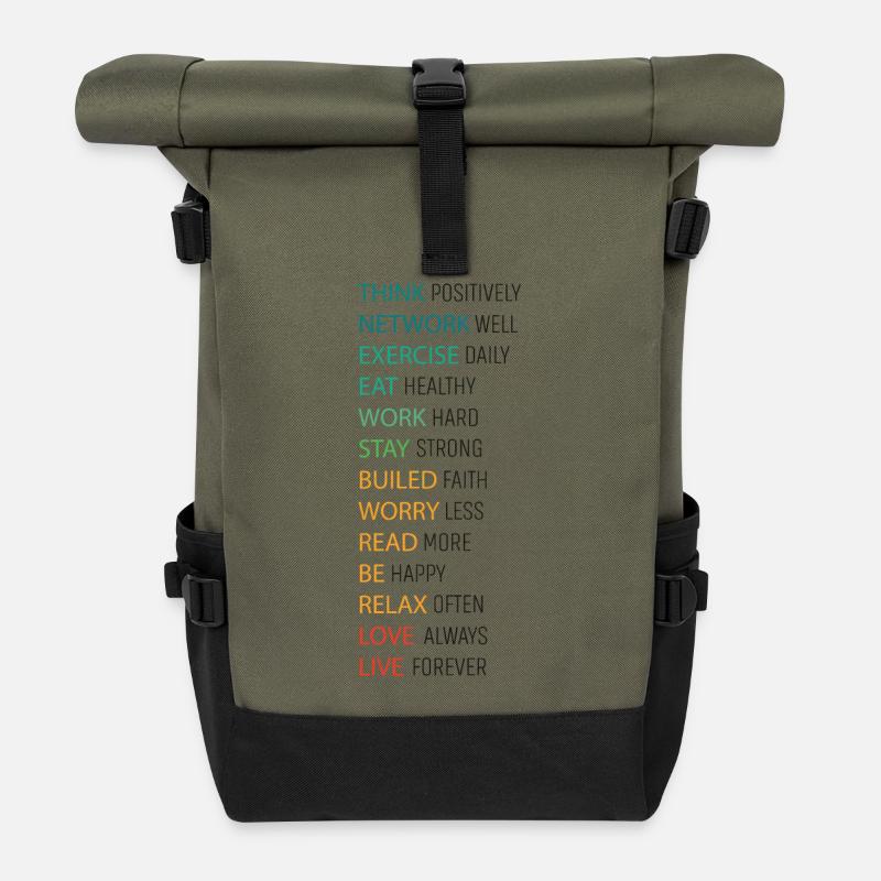THINK POSITIVE - Sac à dos roll top - olive/noir