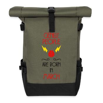 Genies Born in March - Birth Gift - Roll Top Backpack - olive/black - Front