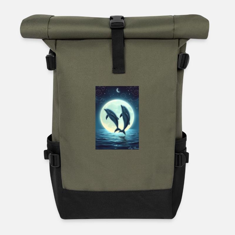Éclat de dauphin - Sac à dos roll top - olive/noir