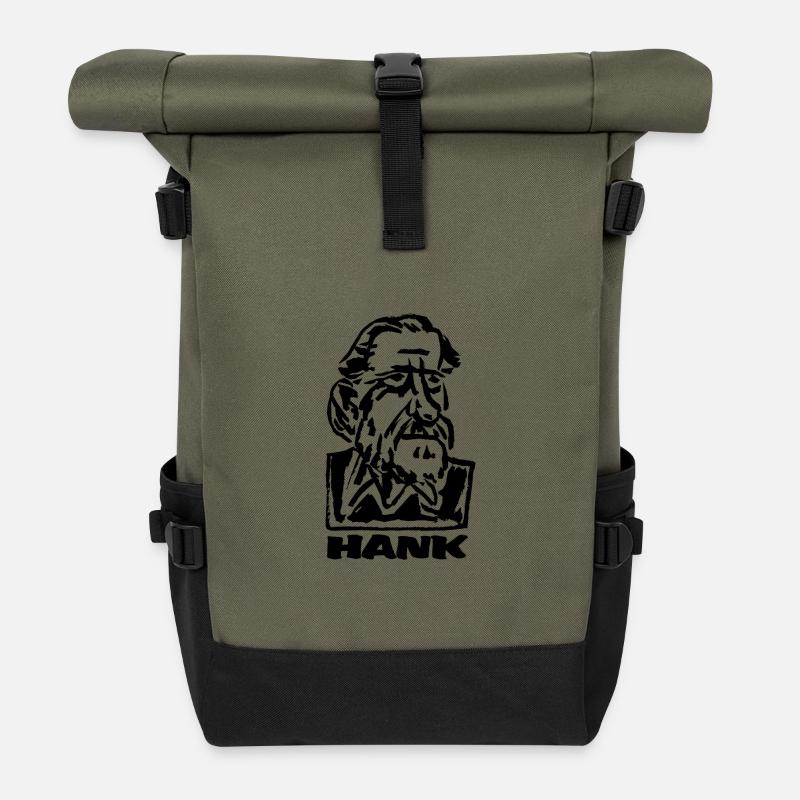 Portrait Hank Bukowski - Sac à dos roll top - olive/noir