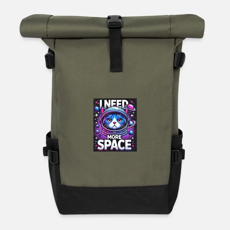 I Need More Space - Roll Top Backpack - olive/black