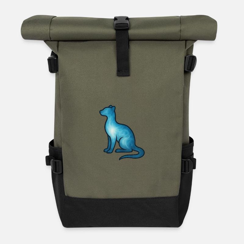 Soul animal and guardian creature: martens, ferrets - Roll Top Backpack - olive/black