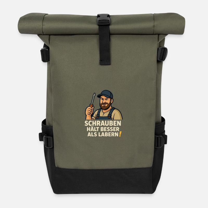 Schrauben hält besser als Labern - Rolltop Rucksack - Olive/Schwarz